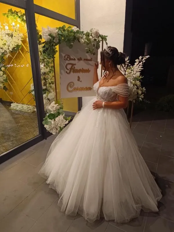 Rochie de ocazie Maxi M | Alb, Fără mâneci, Pietre decorative, Poliester - Image 2
