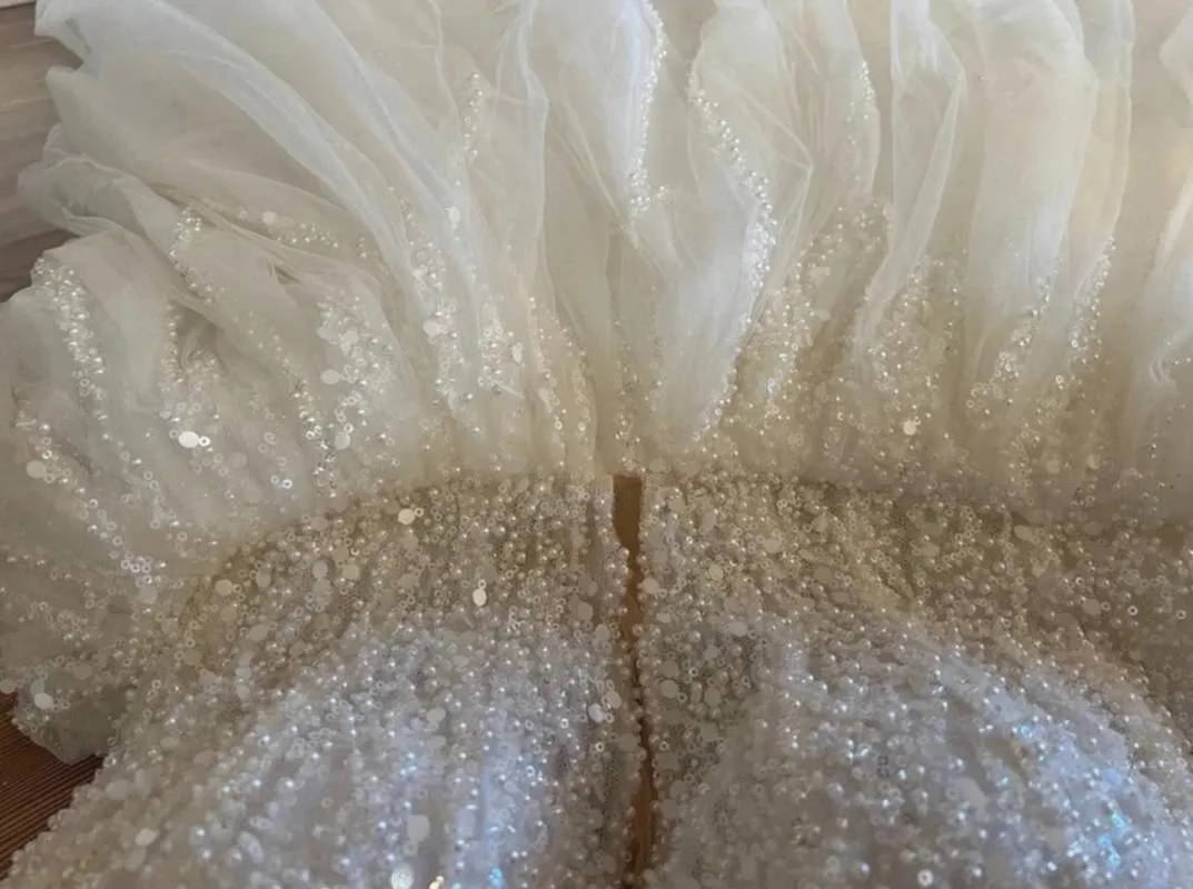 Rochie de ocazie Maxi M | Alb, Fără mâneci, Pietre decorative, Poliester - Image 3