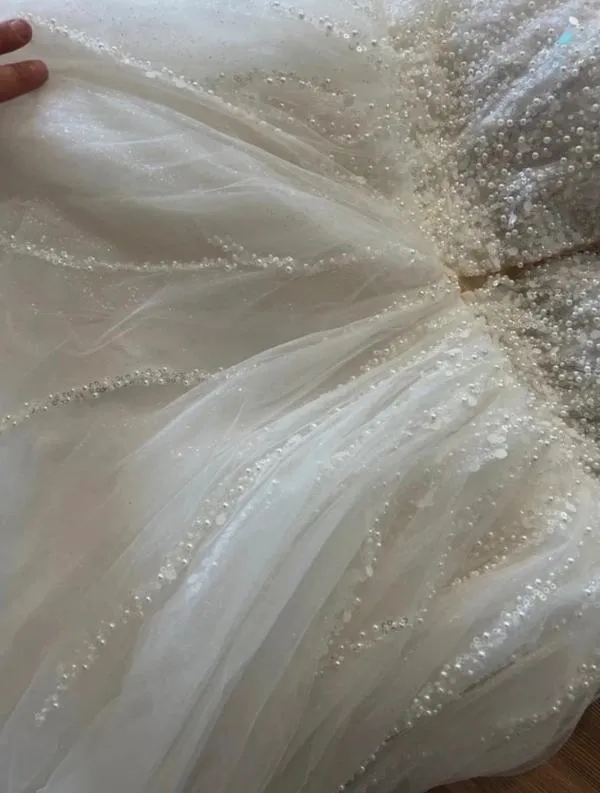 Rochie de ocazie Maxi M | Alb, Fără mâneci, Pietre decorative, Poliester - Image 4