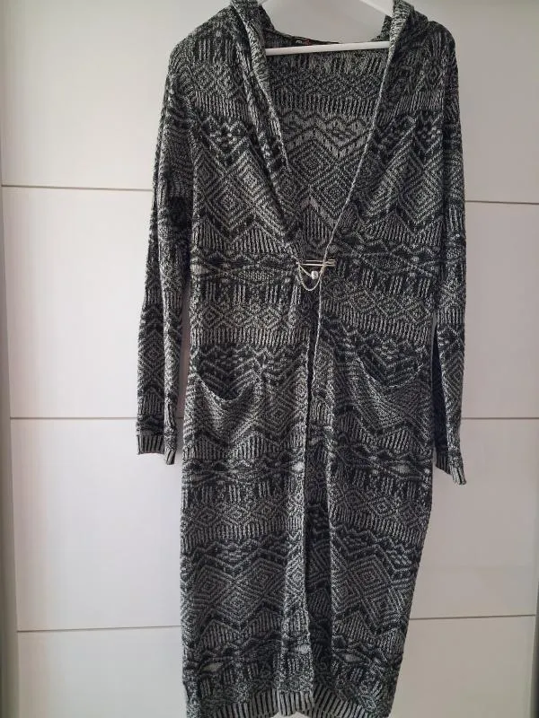 Cardigan Oversize fit XL | Negru, Lung, Abstract & Color Block, Acrilic - Image 6