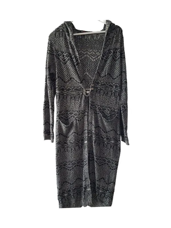 Cardigan Oversize fit XL | Negru, Lung, Abstract & Color Block, Acrilic