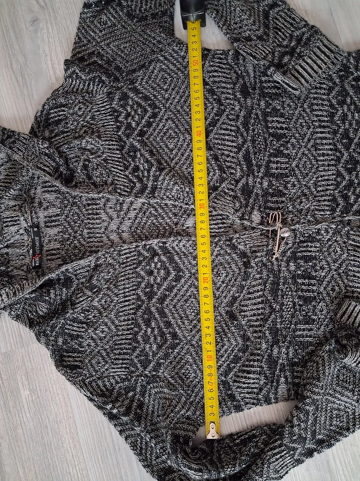 Cardigan Oversize fit XL | Negru, Lung, Abstract & Color Block, Acrilic - Image 2