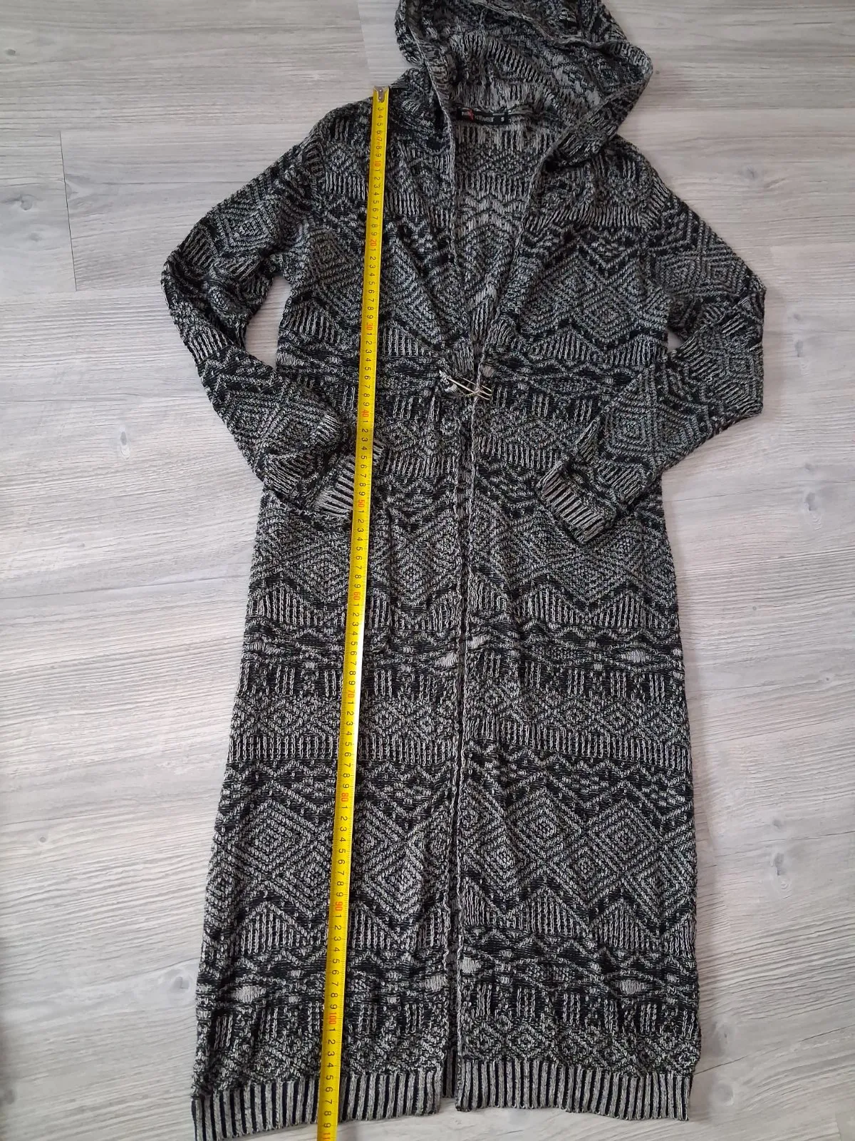 Cardigan Oversize fit XL | Negru, Lung, Abstract & Color Block, Acrilic - Image 4