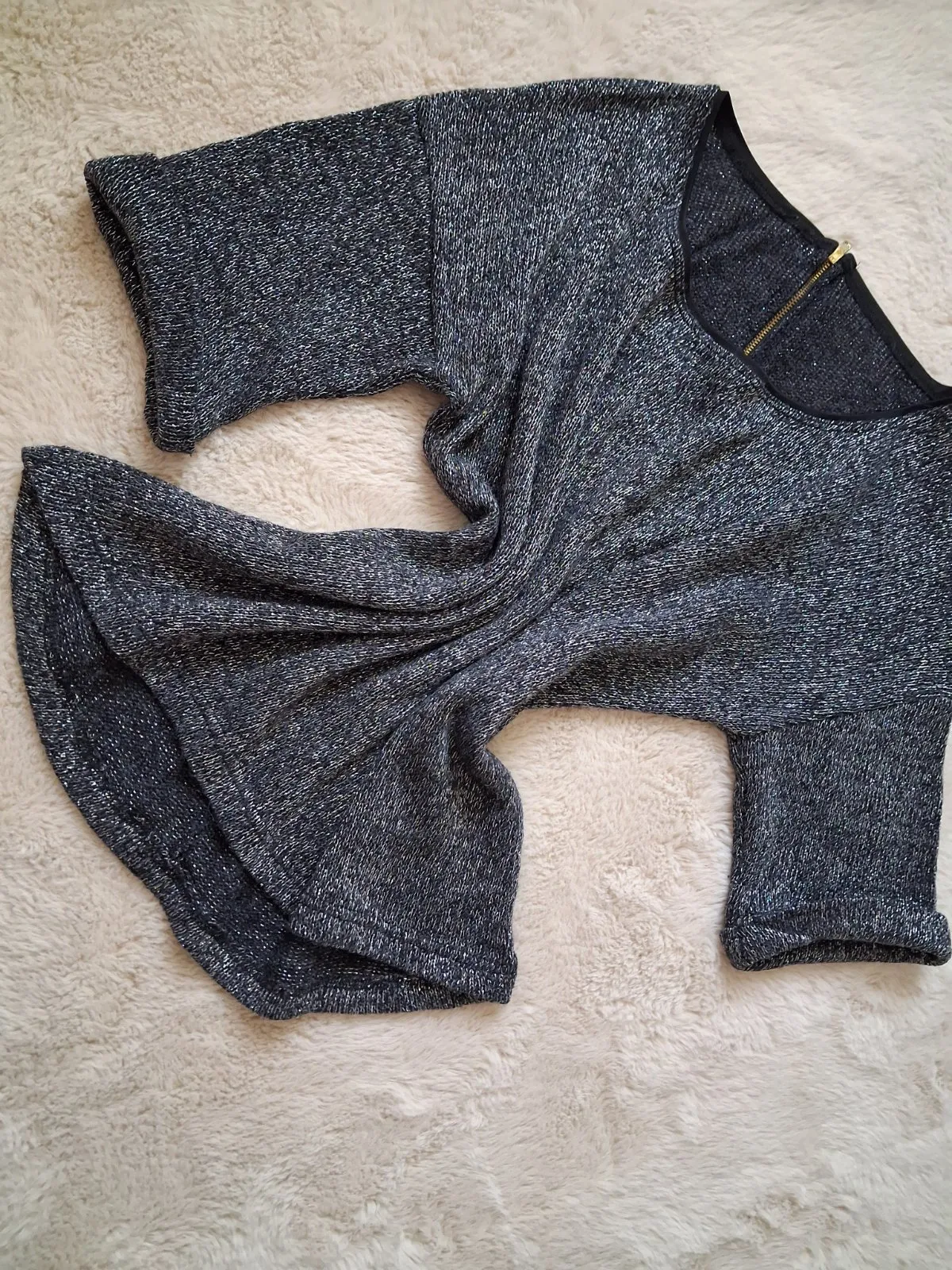 Bluză XL | Argintiu, Normal, Mânecă trei sferturi, Relaxed   Lejer fit - Image 2