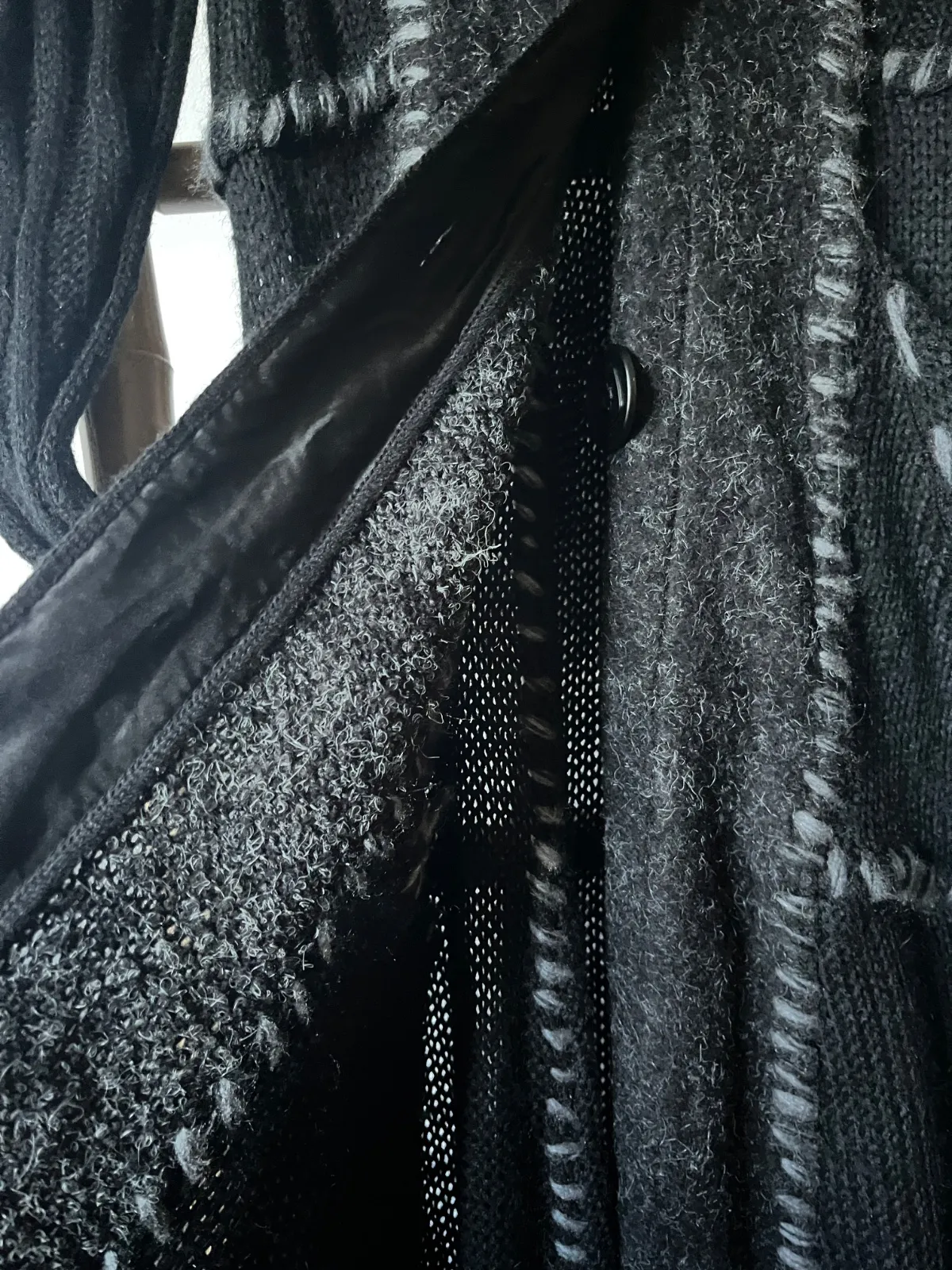 Cardigan Effect Collection S-M | Negru, Lung, Regular Standard fit, Monocrom, Lână - Image 11