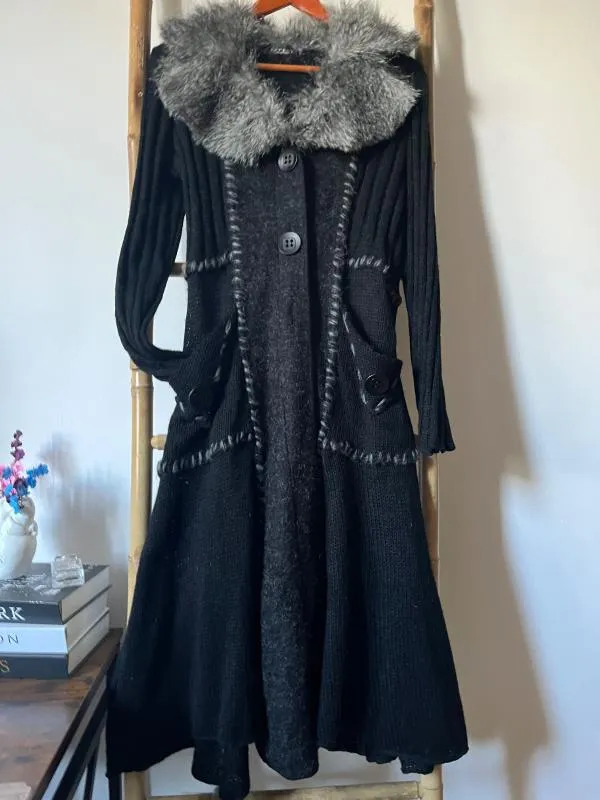 Cardigan Effect Collection S-M | Negru, Lung, Regular Standard fit, Monocrom, Lână - Image 2