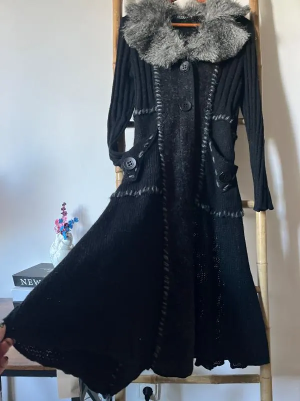 Cardigan Effect Collection S-M | Negru, Lung, Regular Standard fit, Monocrom, Lână - Image 3