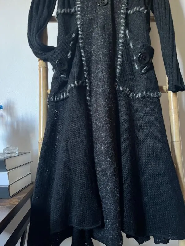Cardigan Effect Collection S-M | Negru, Lung, Regular Standard fit, Monocrom, Lână - Image 4