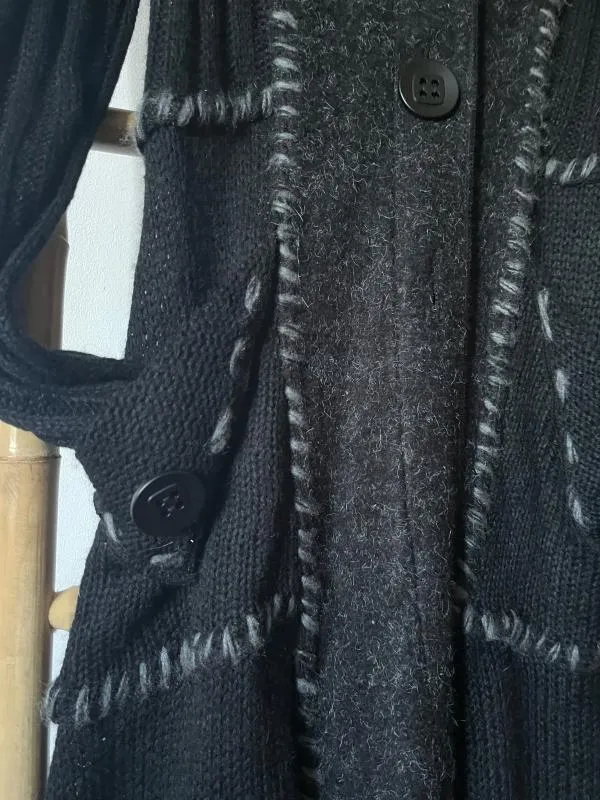 Cardigan Effect Collection S-M | Negru, Lung, Regular Standard fit, Monocrom, Lână - Image 5