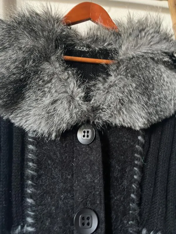 Cardigan Effect Collection S-M | Negru, Lung, Regular Standard fit, Monocrom, Lână - Image 6
