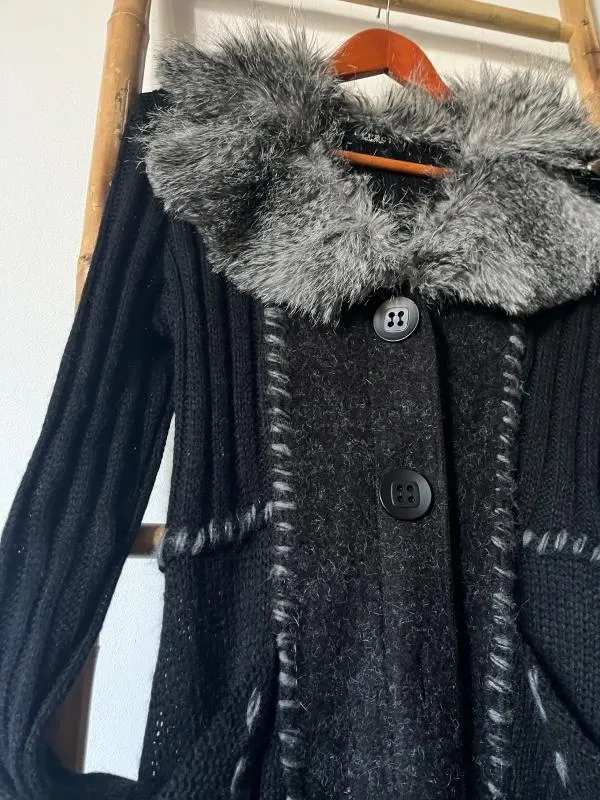 Cardigan Effect Collection S-M | Negru, Lung, Regular Standard fit, Monocrom, Lână - Image 7