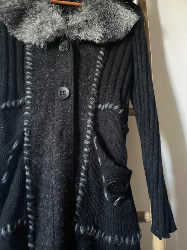 Cardigan Effect Collection S-M | Negru, Lung, Regular Standard fit, Monocrom, Lână - Image 8