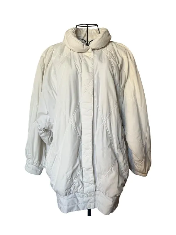 Geacă oversize M | Alb, Fără glugă, Monocrom, Bumbac