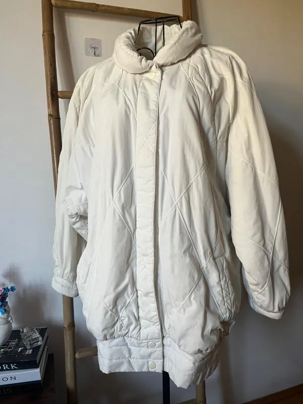 Geacă oversize M | Alb, Fără glugă, Monocrom, Bumbac - Image 2