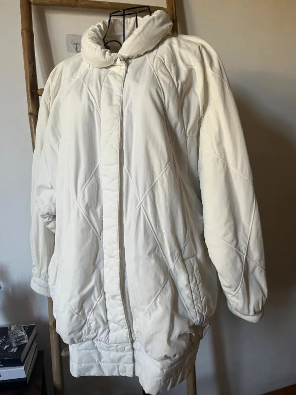 Geacă oversize M | Alb, Fără glugă, Monocrom, Bumbac - Image 3