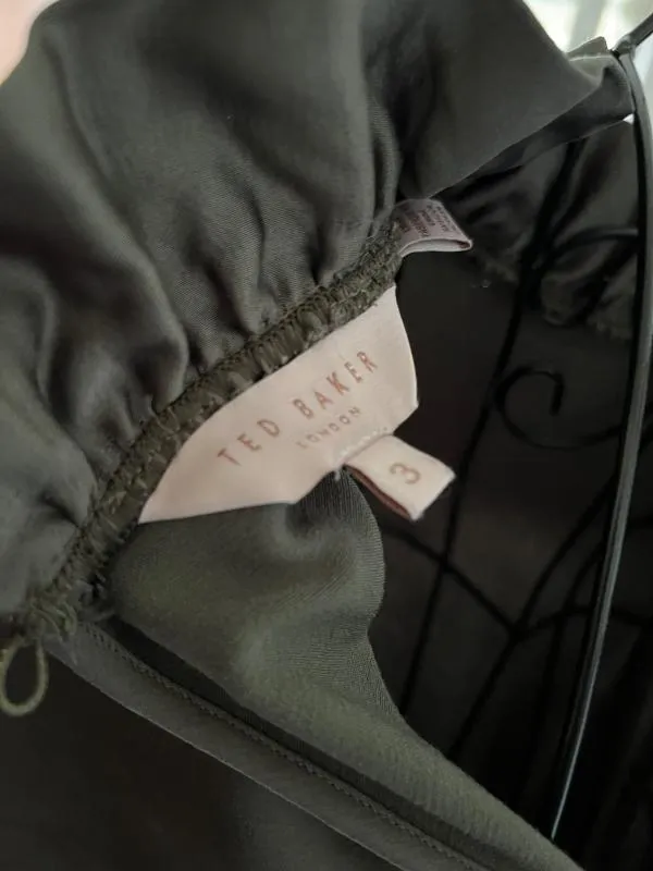 Bluză Ted Baker EU 40 | Khaki, Normal, Mânecă lungă, Relaxed Lejer fit, Monocrom, Pliuri, Vâscoză - Image 8