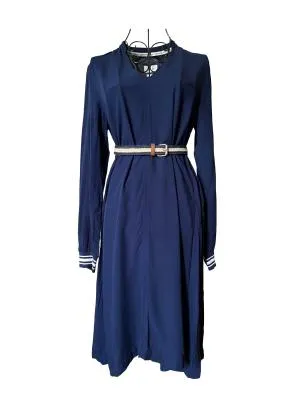 Rochie casual Midi Marc O'Polo XS | Bleumarin, Mânecă lungă, Monocrom, Design asimetric, Vâscoză