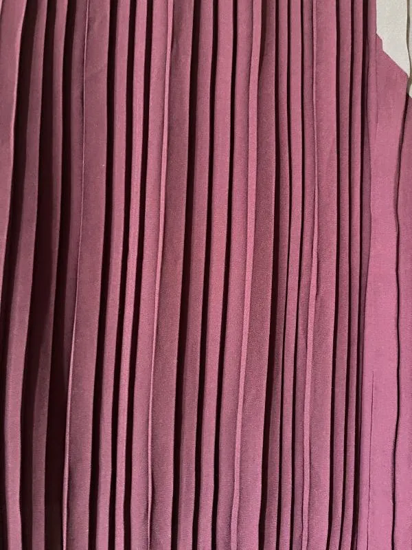 Fustă Maxi Stefanel S | Burgundy, Talie medie, Plisată fit, Abstract & Color Block, Pliuri, Mătase - Image 4