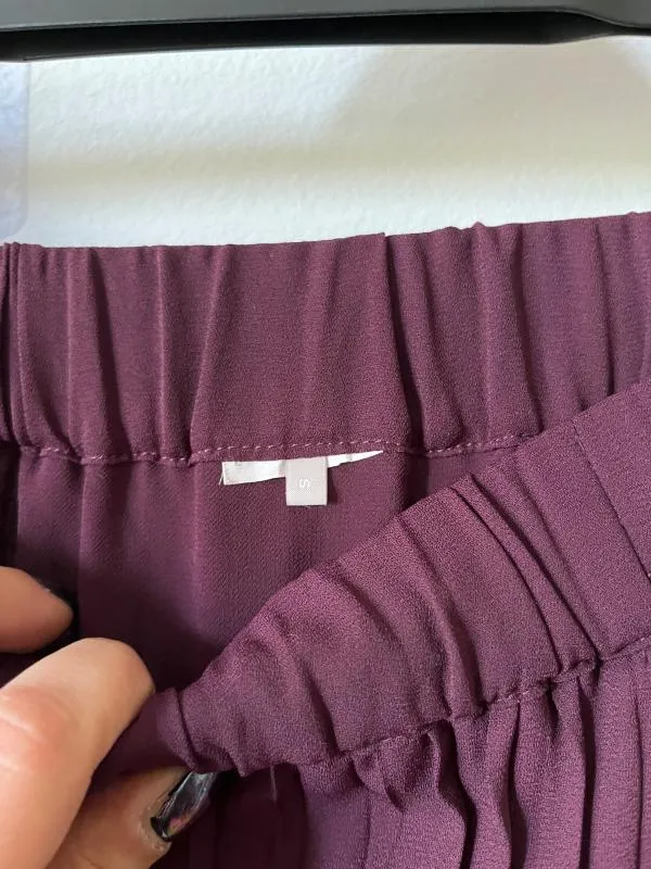 Fustă Maxi Stefanel S | Burgundy, Talie medie, Plisată fit, Abstract & Color Block, Pliuri, Mătase - Image 6