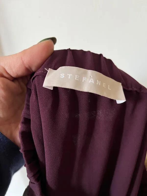Fustă Maxi Stefanel S | Burgundy, Talie medie, Plisată fit, Abstract & Color Block, Pliuri, Mătase - Image 7