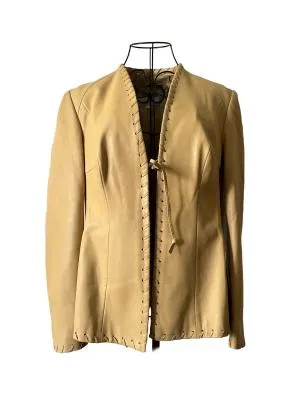 Blazer Escada EU 38 | Caramel, Fără glugă, Monocrom, Piele naturală