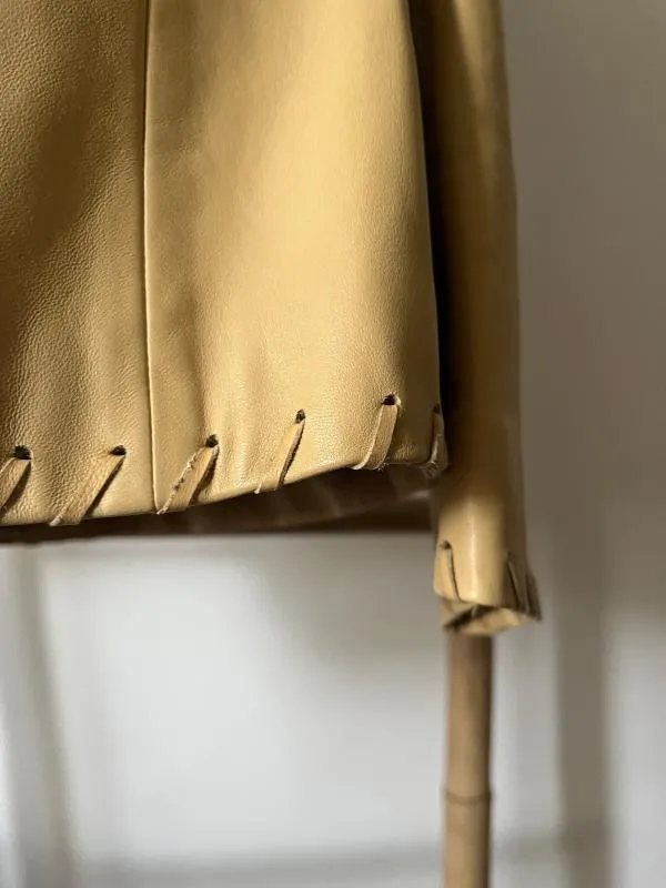 Blazer Escada EU 38 | Caramel, Fără glugă, Monocrom, Piele naturală - Image 4