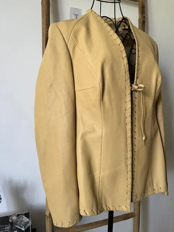 Blazer Escada EU 38 | Caramel, Fără glugă, Monocrom, Piele naturală - Image 5