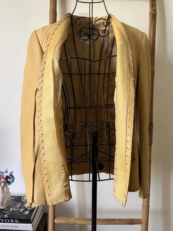 Blazer Escada EU 38 | Caramel, Fără glugă, Monocrom, Piele naturală - Image 6