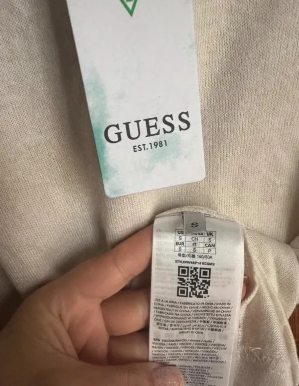 Pulover cu guler înalt Guess S | Alb, Normal, Mulat Cambrat fit, Vâscoză - Image 6