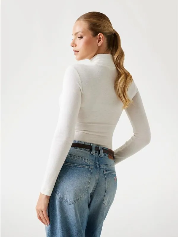 Pulover cu guler înalt Guess S | Alb, Normal, Mulat Cambrat fit, Vâscoză - Image 3
