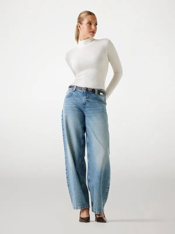 Pulover cu guler înalt Guess S | Alb, Normal, Mulat Cambrat fit, Vâscoză - Image 4