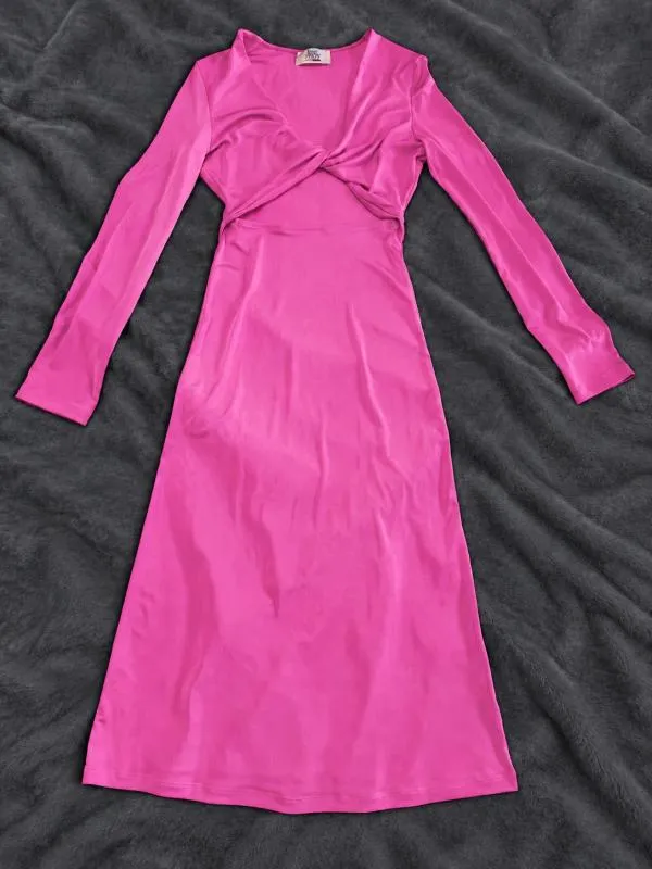 Rochie mulată Midi Katy Perry x ABOUT YOU M | Roz, Mânecă lungă, Cu decupaje, Poliester - Image 3