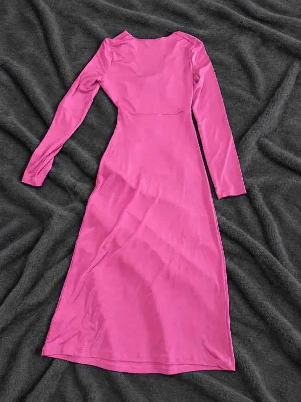 Rochie mulată Midi Katy Perry x ABOUT YOU M | Roz, Mânecă lungă, Cu decupaje, Poliester - Image 4