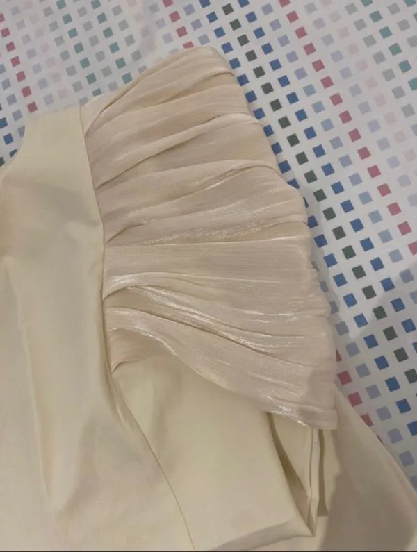 Rochie de seară Mini S | Alb, Mânecă scurtă, Bumbac - Image 4