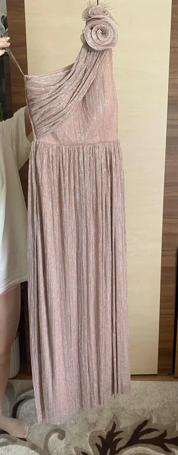 Rochie de seară Maxi M | Roz, Pe un umăr - Image 2