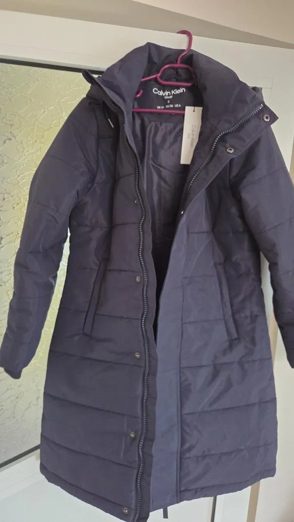 Geacă de iarnă Calvin Klein S | Bleumarin, Cu glugă - Image 2