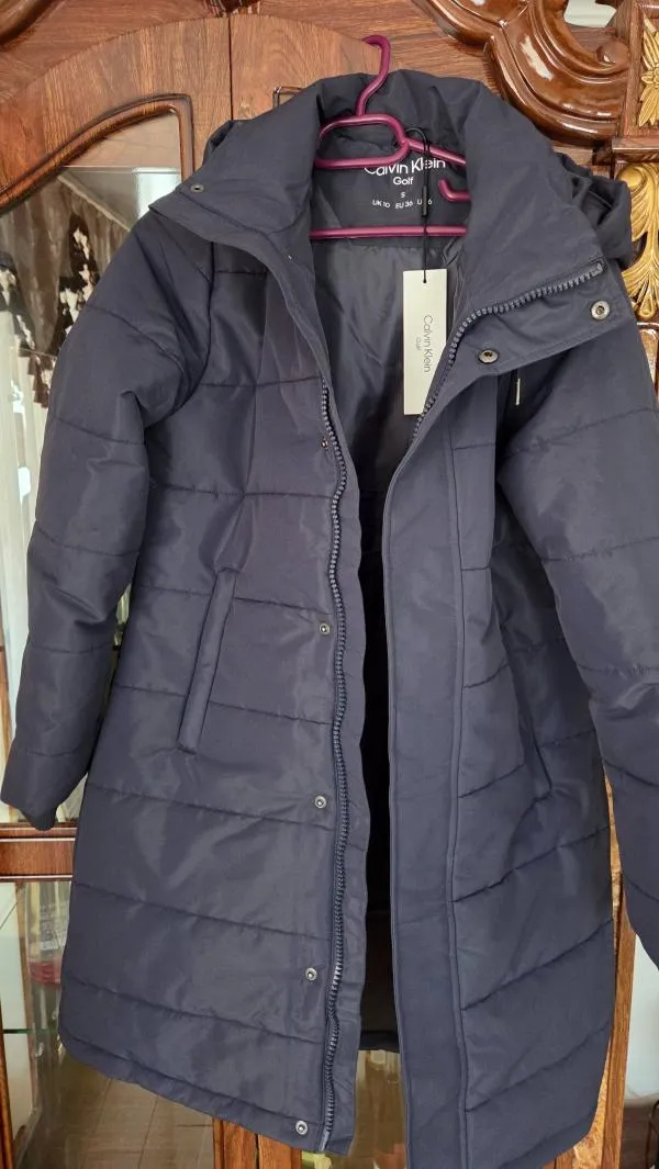 Geacă de iarnă Calvin Klein S | Bleumarin, Cu glugă - Image 3