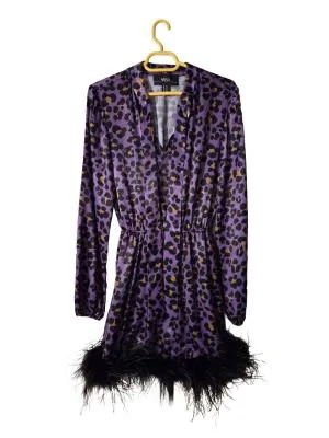 Rochie de seară Midi Nissa EU 36 | Mov, Mânecă lungă, Animal print