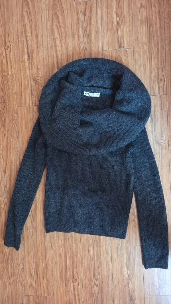 Pulover la baza gâtului Zara M | Gri, Normal, Mulat   Cambrat fit - Image 2