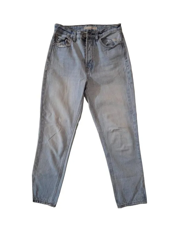 Blugi Mom fit Stradivarius M | Bleu, Lungi, Talie înaltă, Clasici Simpli
