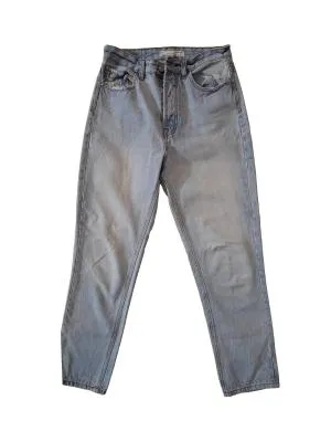 Blugi Mom fit Stradivarius M | Bleu, Lungi, Talie înaltă, Clasici Simpli