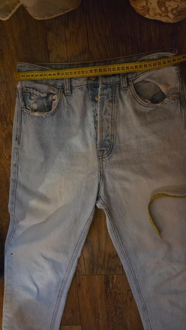 Blugi Mom fit Stradivarius M | Bleu, Lungi, Talie înaltă, Clasici Simpli - Image 6