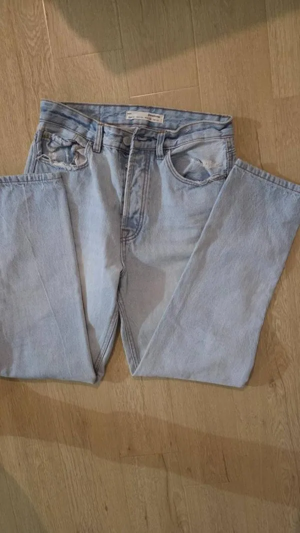Blugi Mom fit Stradivarius M | Bleu, Lungi, Talie înaltă, Clasici Simpli - Image 3