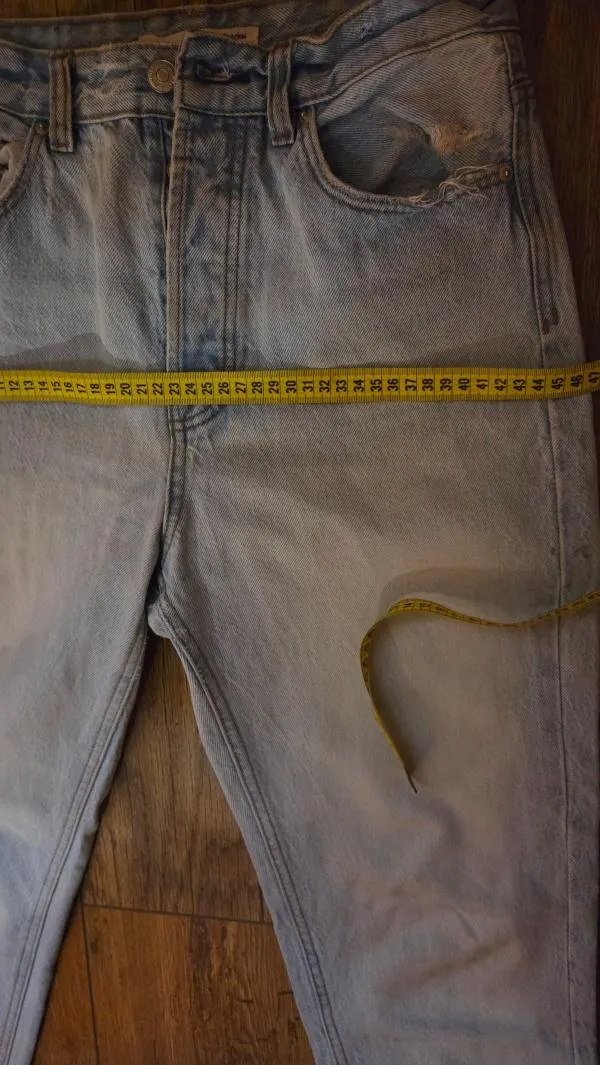 Blugi Mom fit Stradivarius M | Bleu, Lungi, Talie înaltă, Clasici Simpli - Image 7