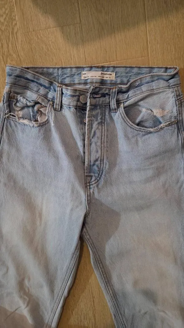 Blugi Mom fit Stradivarius M | Bleu, Lungi, Talie înaltă, Clasici Simpli - Image 5
