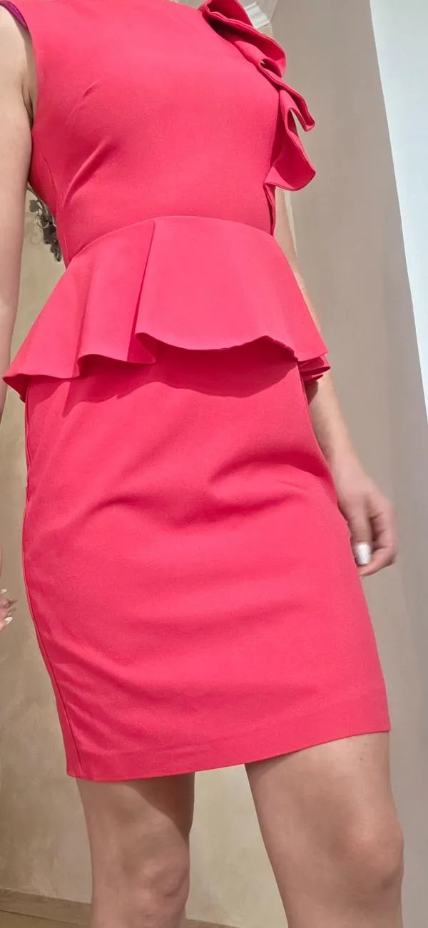 Rochie de seară Midi Dorothy Perkins S | Roz, Fără mâneci, Peplum