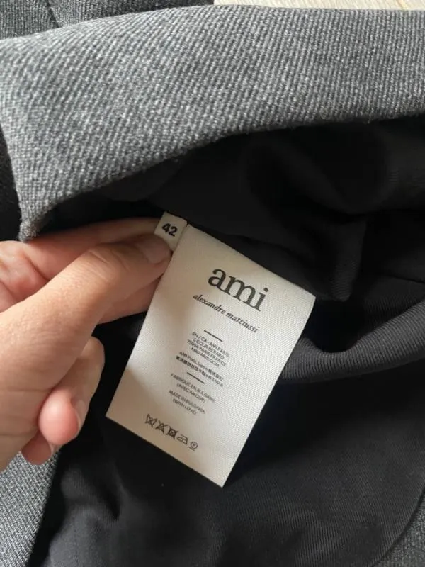Fustă Mini Ami Paris EU 42 | Gri, Talie înaltă, Dreaptă (Straight) fit, Lână - Image 7