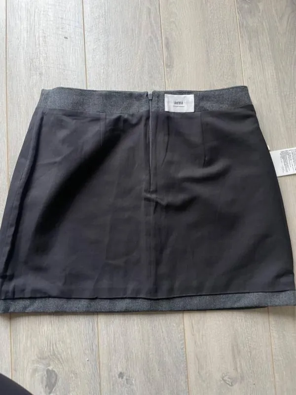 Fustă Mini Ami Paris EU 42 | Gri, Talie înaltă, Dreaptă (Straight) fit, Lână - Image 5