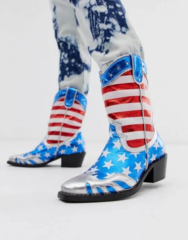Cizme până la jumătatea gambei cu toc mic gros slip-on Buffalo EU 39 | Multicolor - Image 2