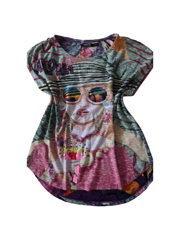 Tricou Desigual S | Multicolor, Normal, Regular   Standard fit, Abstract & Color Block